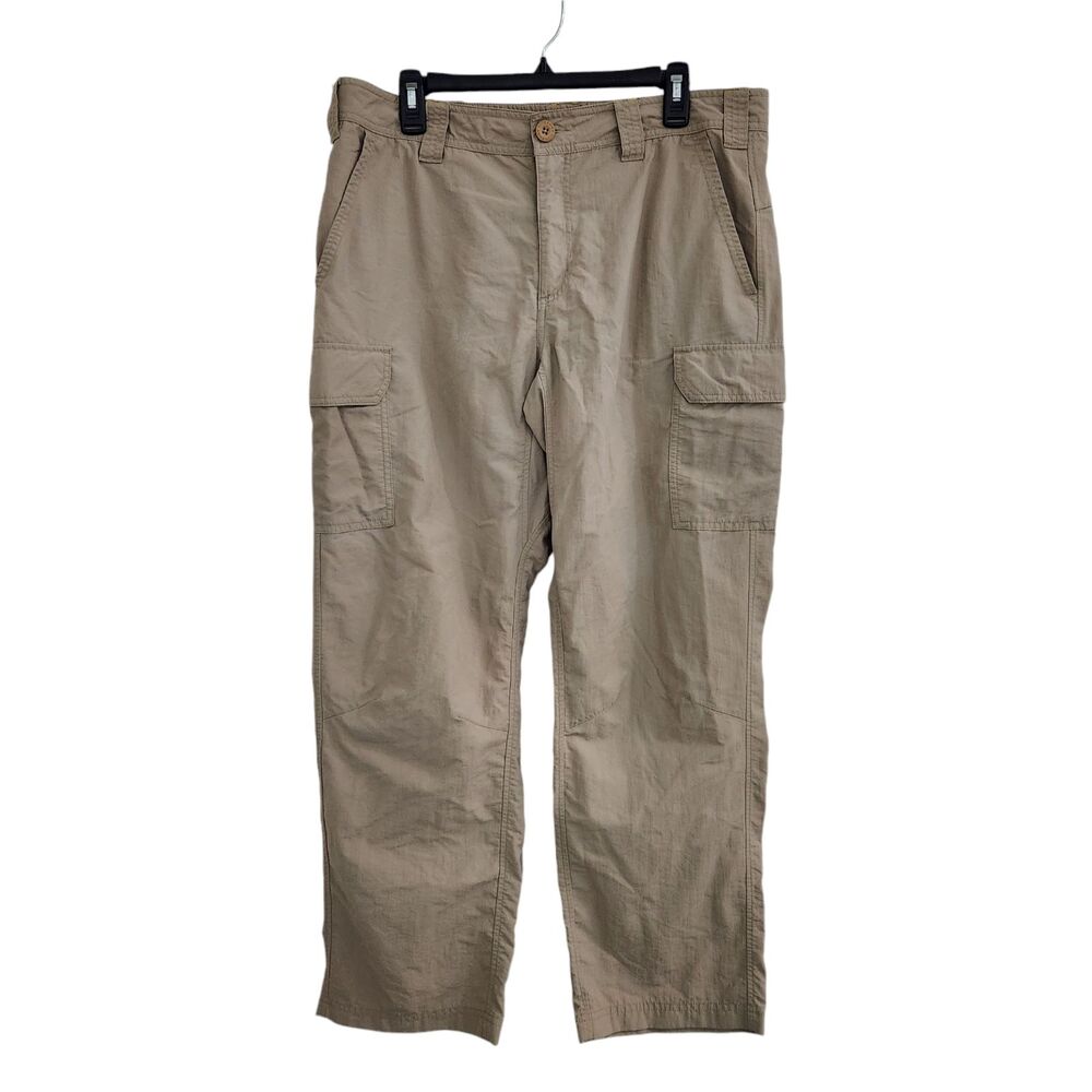 Eddie Bauer Men Khaki Outdoors Hiking Cargo Pant 36x30 Lightweight Nylon